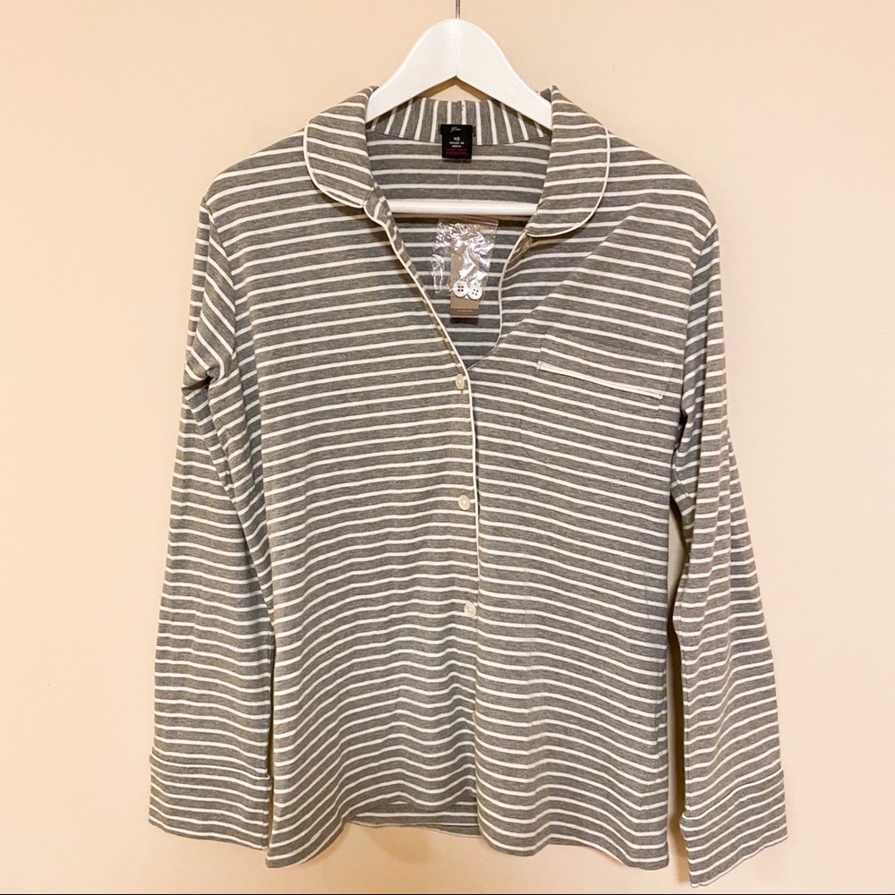NWT J. Crew Cotton Striped Pajama Button Top - Picture 3 of 5